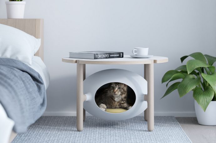 Igloo is a side table that also gives your cat a cozy home