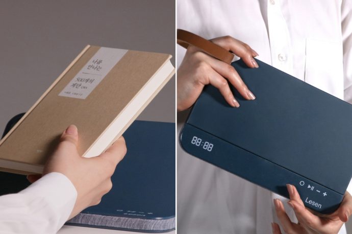 Portable book stand lets you listen to music while focusing on reading