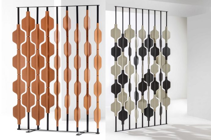 Ro room divider uses geometric shapes and warm tones to give character to any space