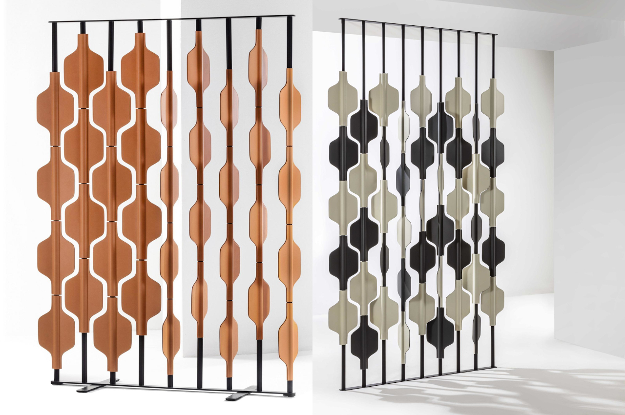 #Ro room divider uses geometric shapes and warm tones to give character to any space