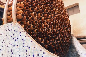 These hive-like terracotta structures offer a natural way to cool air down a bit