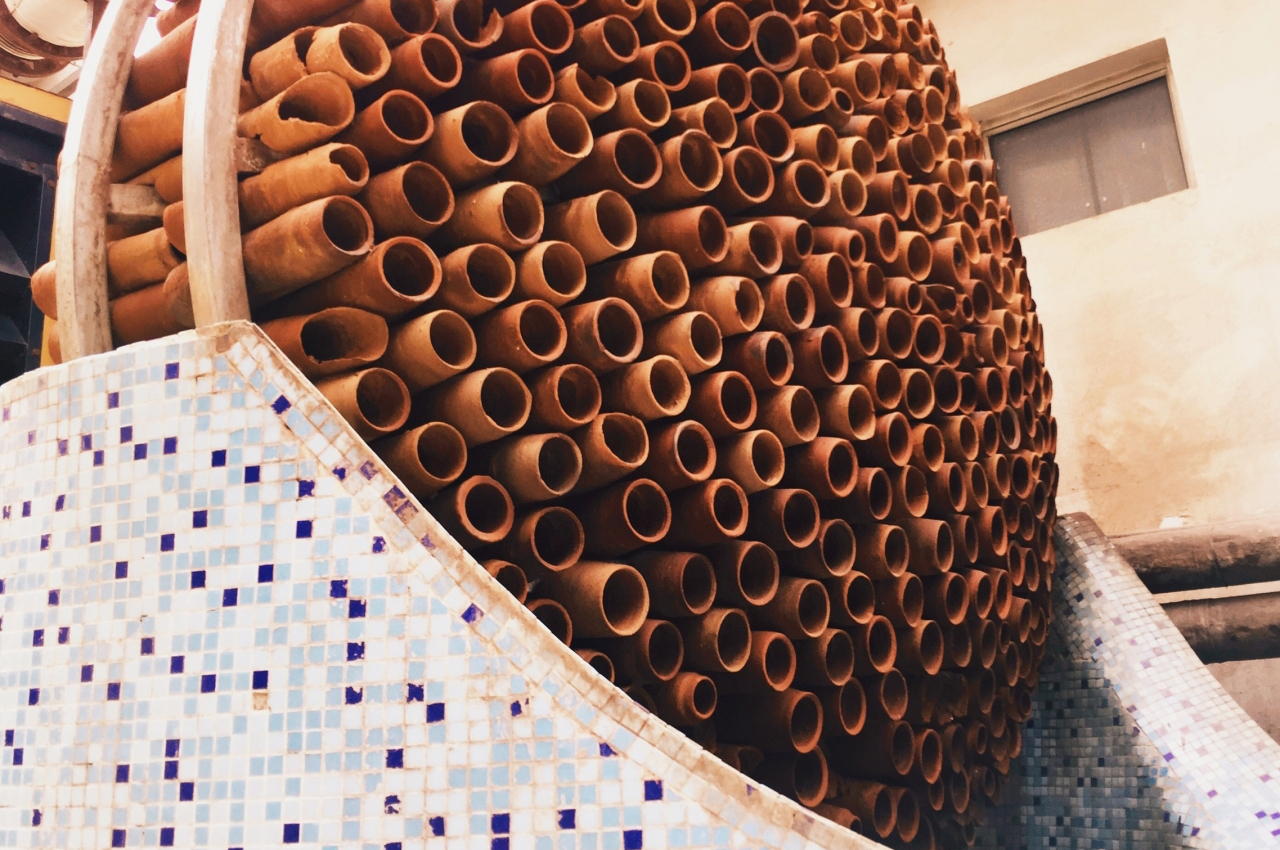 #These hive-like terracotta structures offer a natural way to cool air down a bit