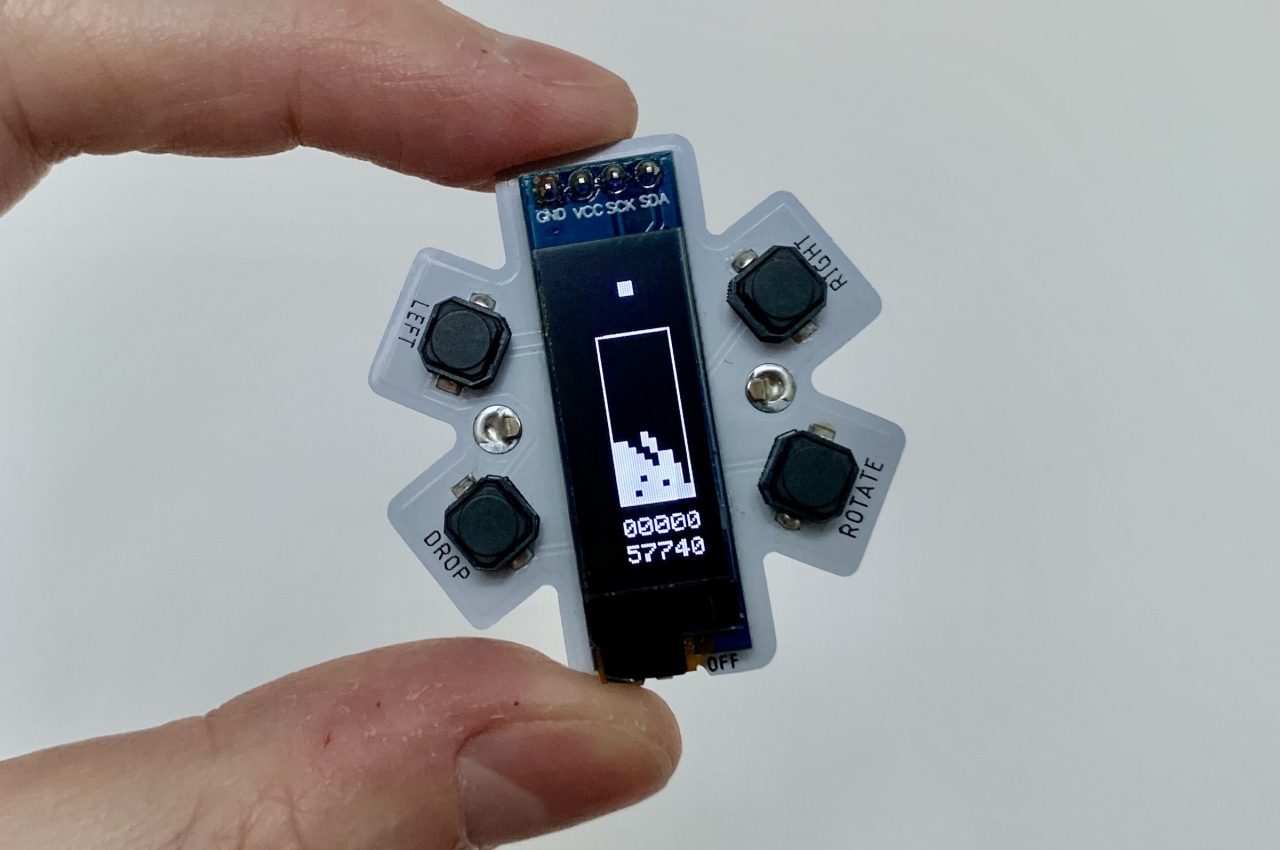 #This tiny device lets you play a classic game of Tetris anywhere, anytime