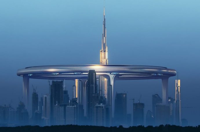 This epic sky ring around Burj Khalifa is a sustainable gated community concept