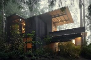 This cabin in the woods was originally a modest bunkhouse built by Olson Kundig