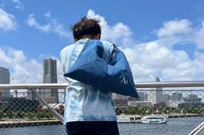 Ainery Blue creates a modern Furoshiki denim bag using traditional Japanese design