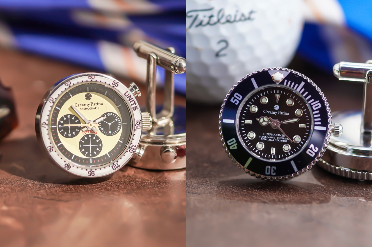 Cufflinks with Rolex-inspired functional miniature watches are the coolest gentleman accessory you can own