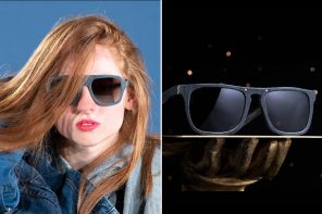 Mosevic denim sunglasses upcycles thigh-wear to eyewear