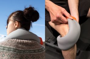 This unique sand-filled heating pad can be wrapped anywhere around your body, and used for cooling too