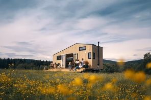 This Norwegian wooden tiny home on wheels was built for a flexible + nomadic life