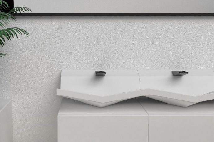 Angle ceramic washbasin adds posh, minimalist look to bathroom