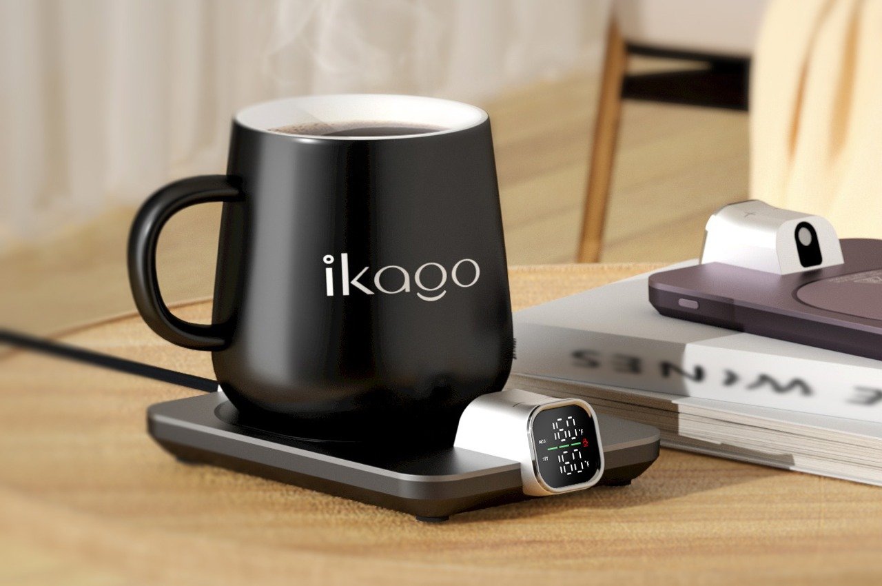 #Smart tabletop coaster also has the ability to detect your coffee cup’s temperature and heat it up for you