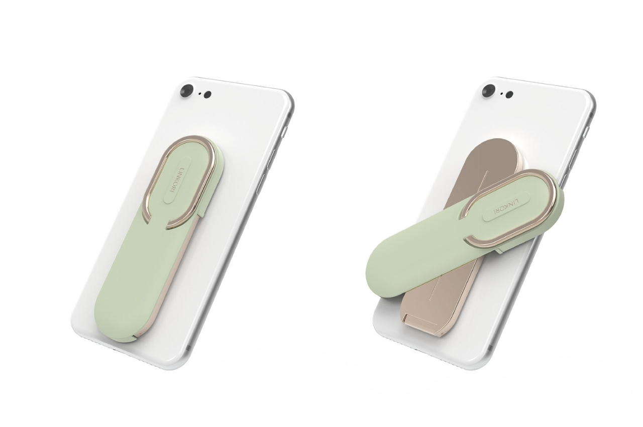 Smartphone accessory design gives you a grip and stand in one
