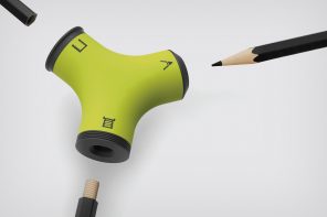 This three-way pencil sharpener lets you connect small pencils by screwing them together