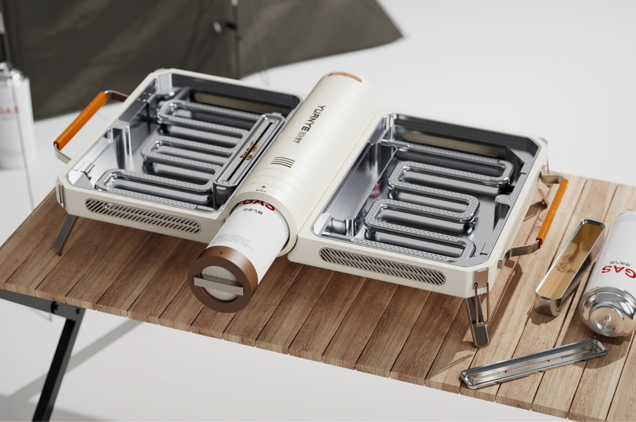 Foldable, portable barbecue device looks good enough to cook on