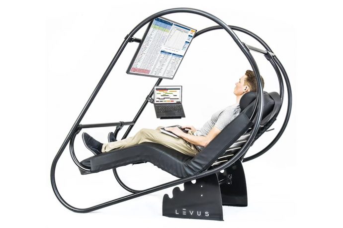 This zero gravity workstation puts you in laid back position so you focus on the project not your back