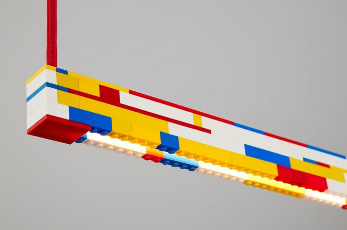 Repurposed LEGO bricks make up this sleek light that adds fun to any home