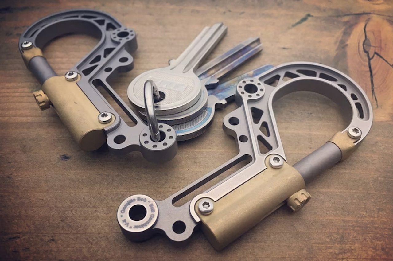 #Skeletonized Bolt carabiner made from titanium and brass is a trendy way to carry your keys
