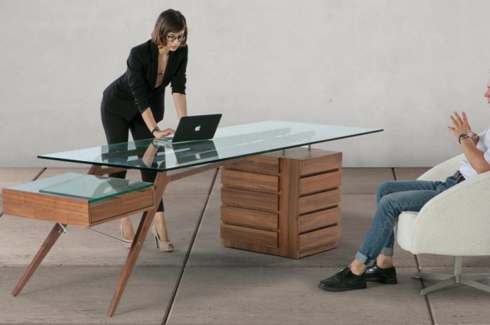 This gorgeous desk will dominate any room with its mid-century design