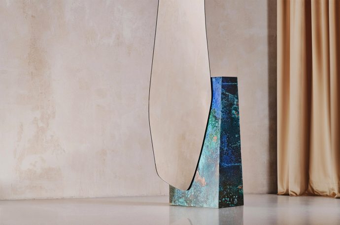 This gorgeous floor mirror transports a lake shoreline into your room