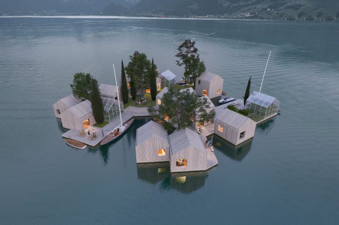 This modular housing concept floats on water and is made from recycled plastic