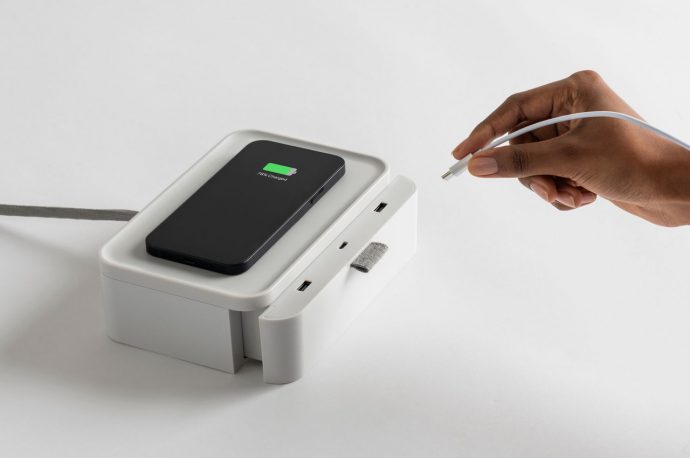 Layer Design’s state-of-the-art charging station conveniently powers various devices without compromising aesthetics
