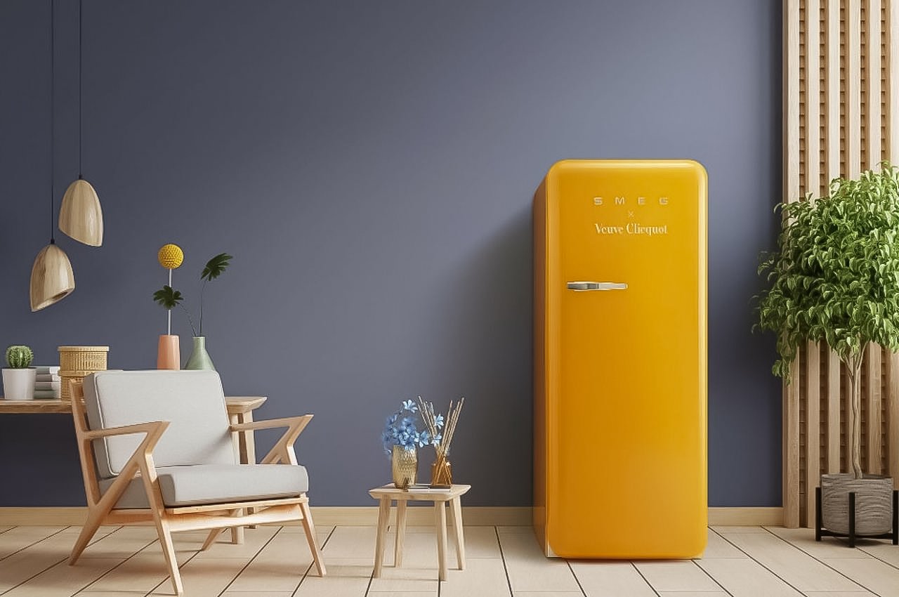 Veuve Clicquot brings you 50’s-inspired yellow Smeg fridges for the vintage lovers