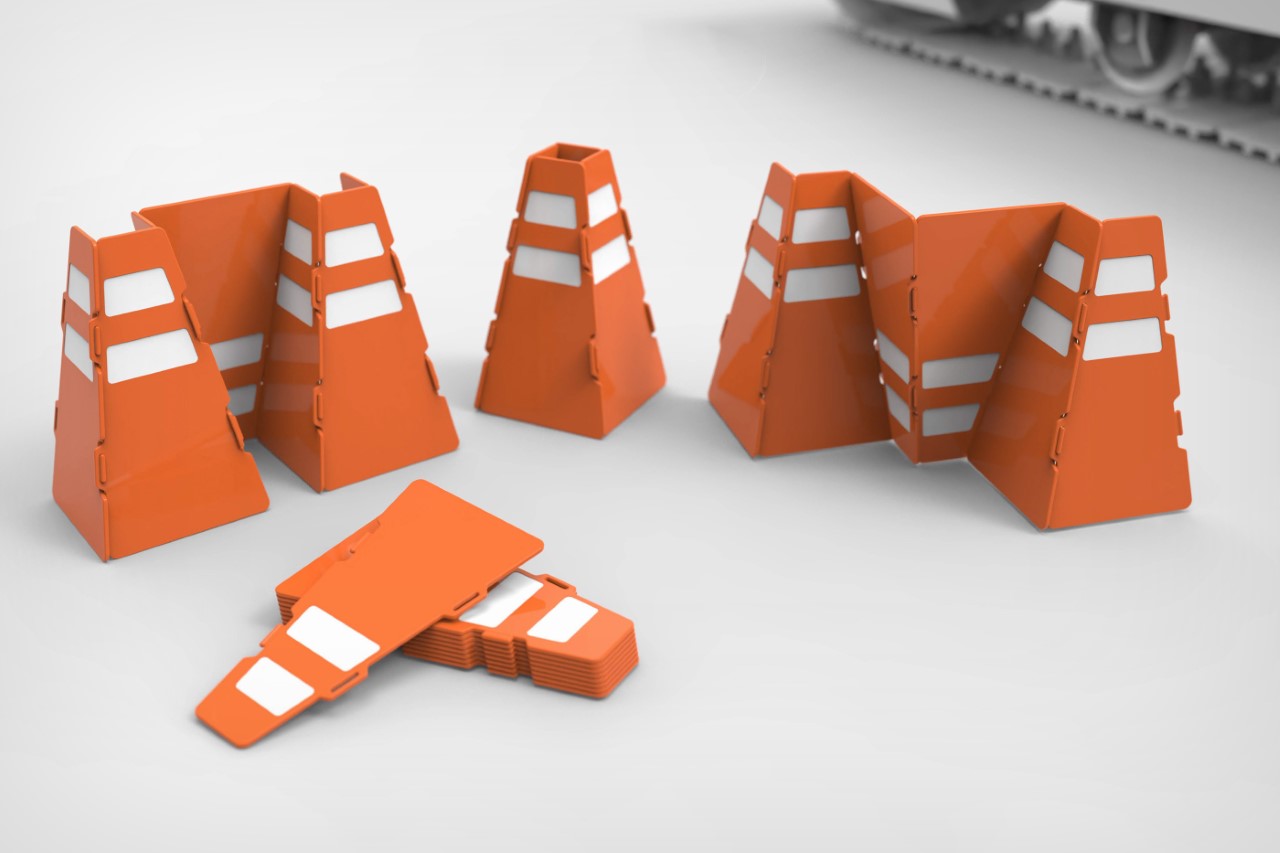#Cleverly designed flat-packed traffic cone can be assembled in multiple ways, making it more efficient