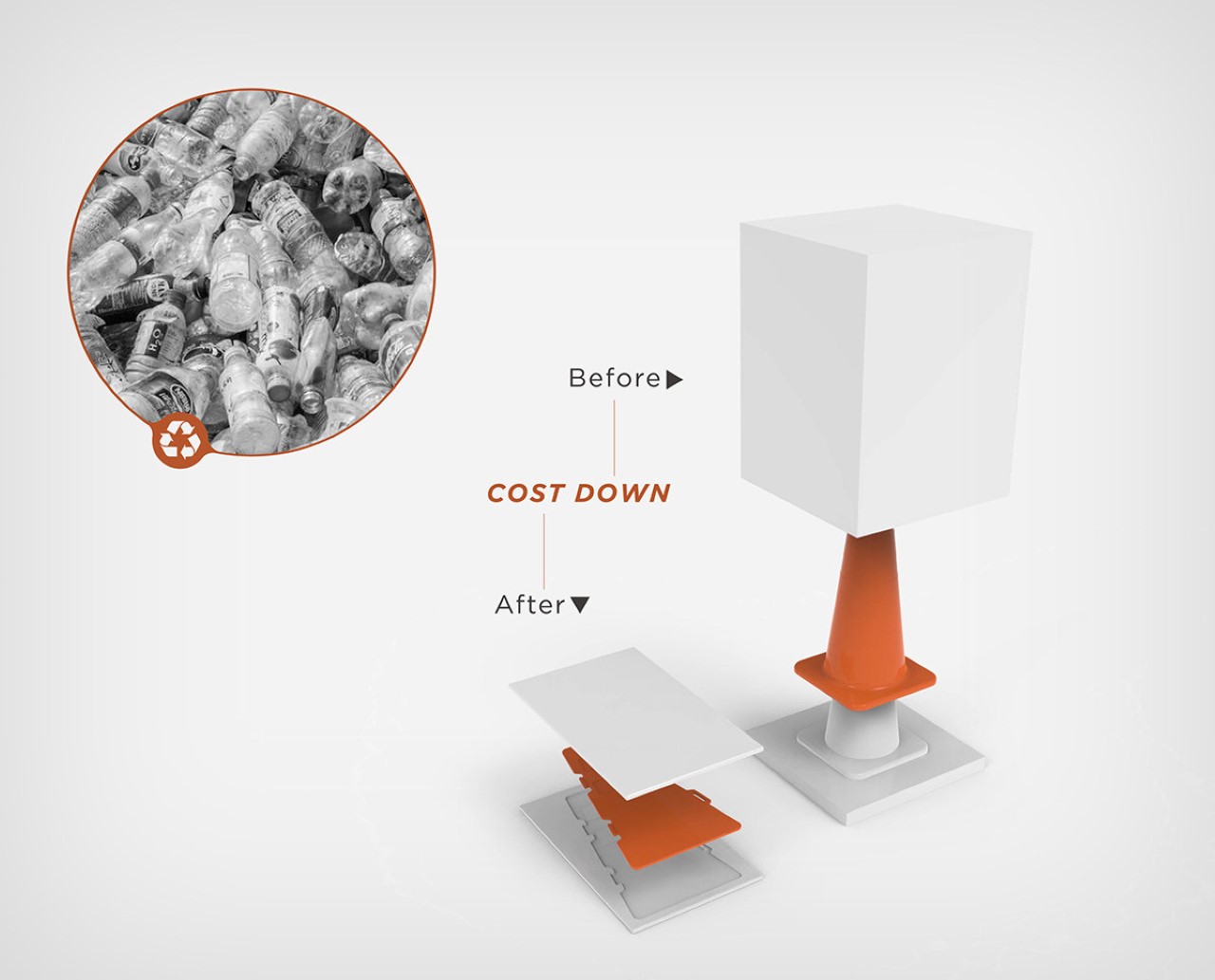 Cleverly designed flat-packed traffic cone can be assembled in multiple ways, making it more efficient