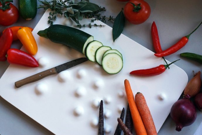 This strangely shaped cutting board was designed for people with limited mobility