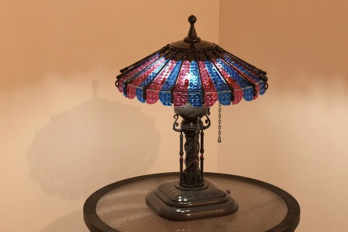 This antique lamp is made entirely out of LEGO bricks… and it has actual working LEDs inside it