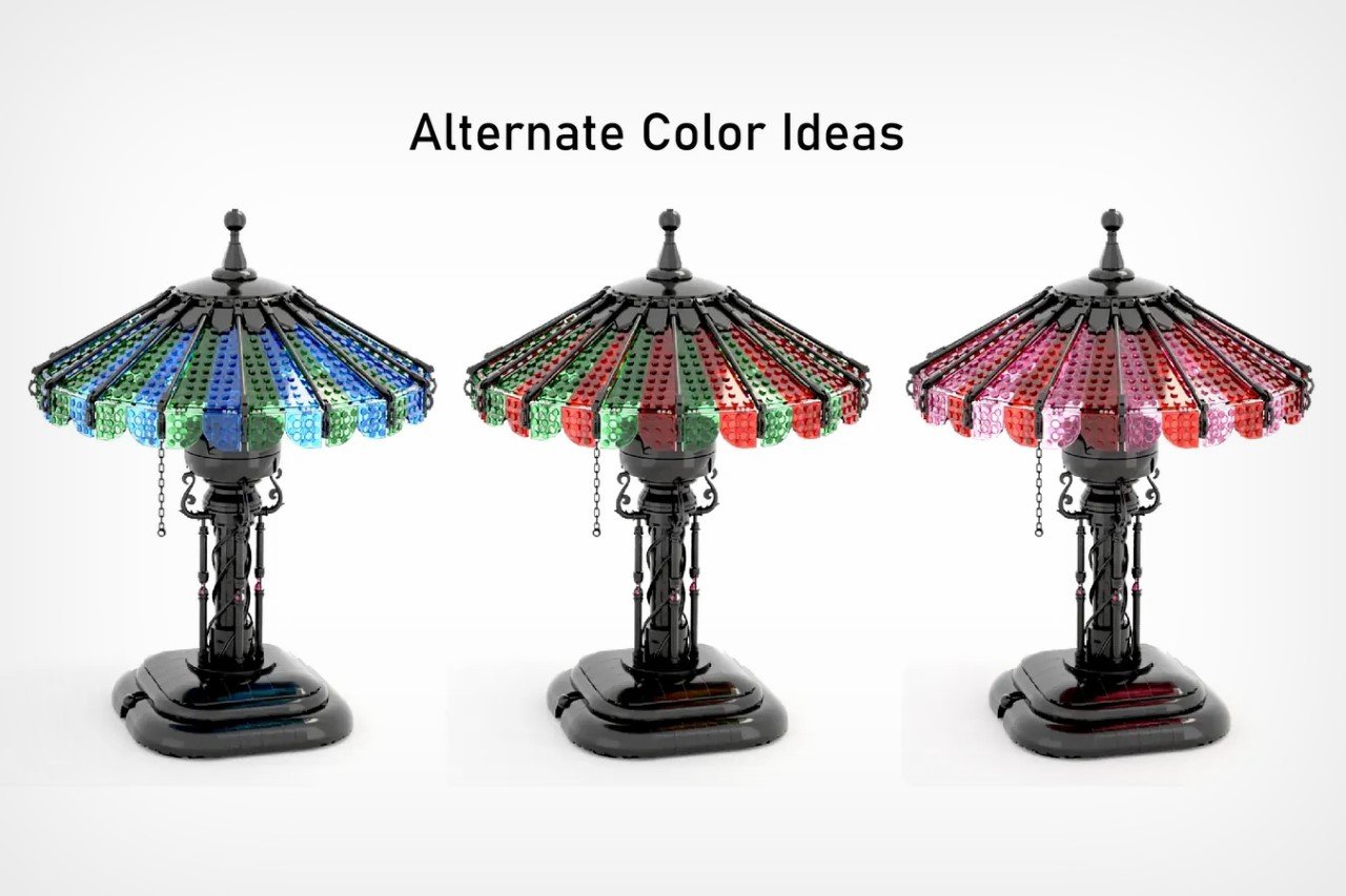 This antique lamp is made entirely out of LEGO bricks… and it has actual working LEDs inside it