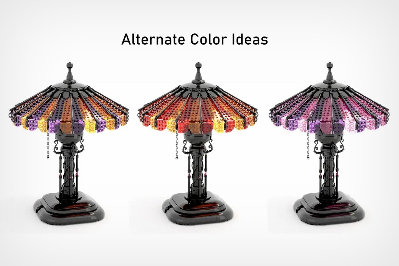 This antique lamp is made entirely out of LEGO bricks… and it has actual working LEDs inside it