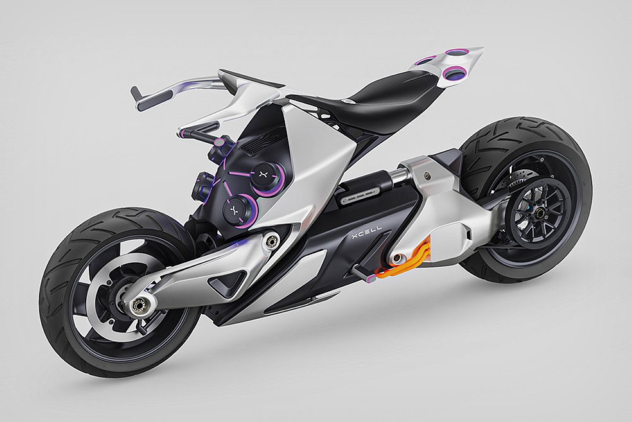 #Ultra-futuristic hydrogen fuel motorcycle concept with a holographic display lets you see around corners