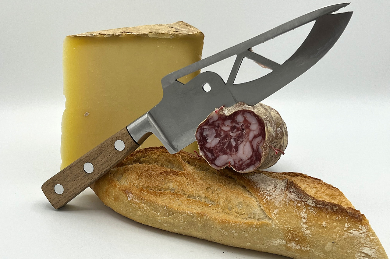 Building a charcuterie board for your next house party? This all-in-one cheese knife is the perfect tool.