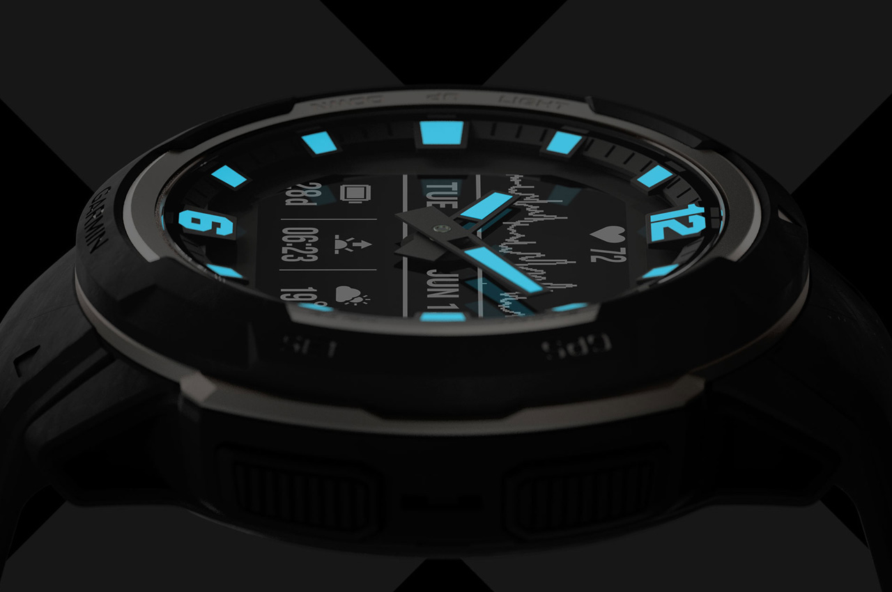 Built to military standard, Garmin’s Instinct Crossover has luminescent analog hands with modern smartwatch features