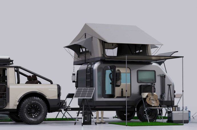 CAMP with Alpha Rex off-roading electric SUV at heart is the ultimate campsite we’d want