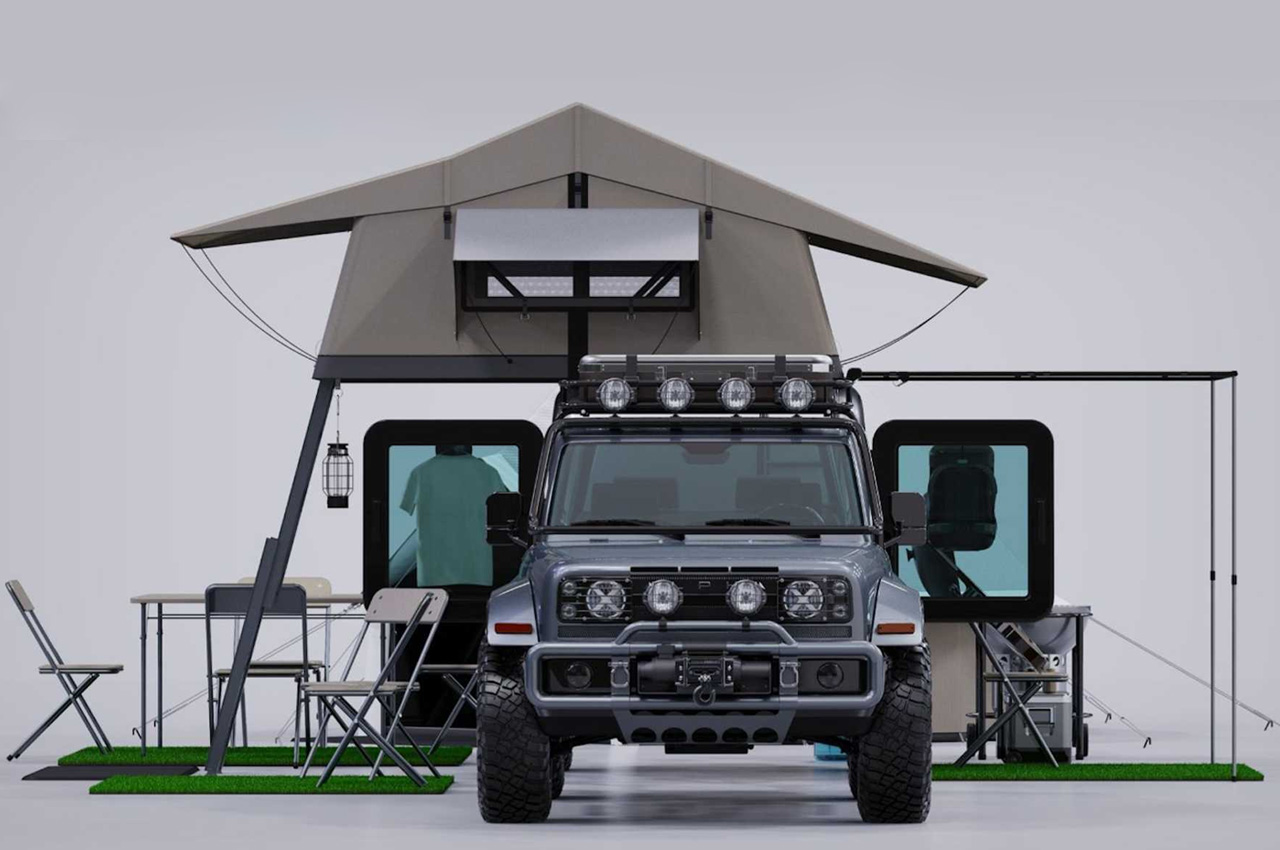 CAMP with Alpha Rex off-roading electric SUV at heart is the ultimate campsite we’d want