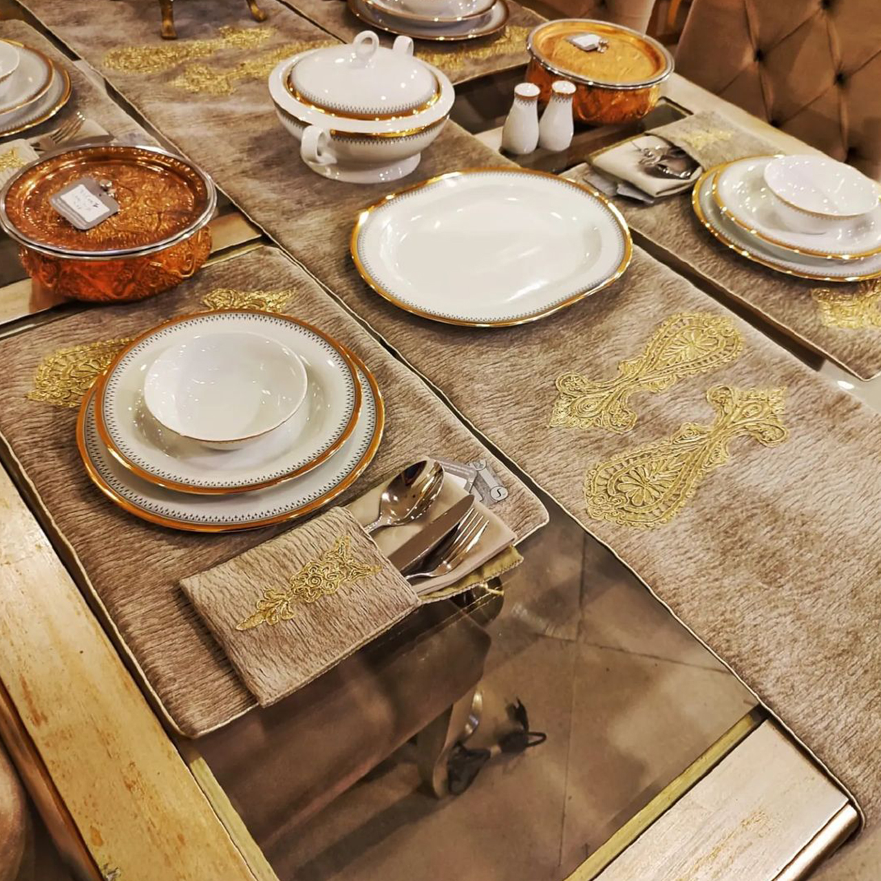 Elegant, gold accent tableware designs can transform your Thanksgiving meal into a luxurious experience