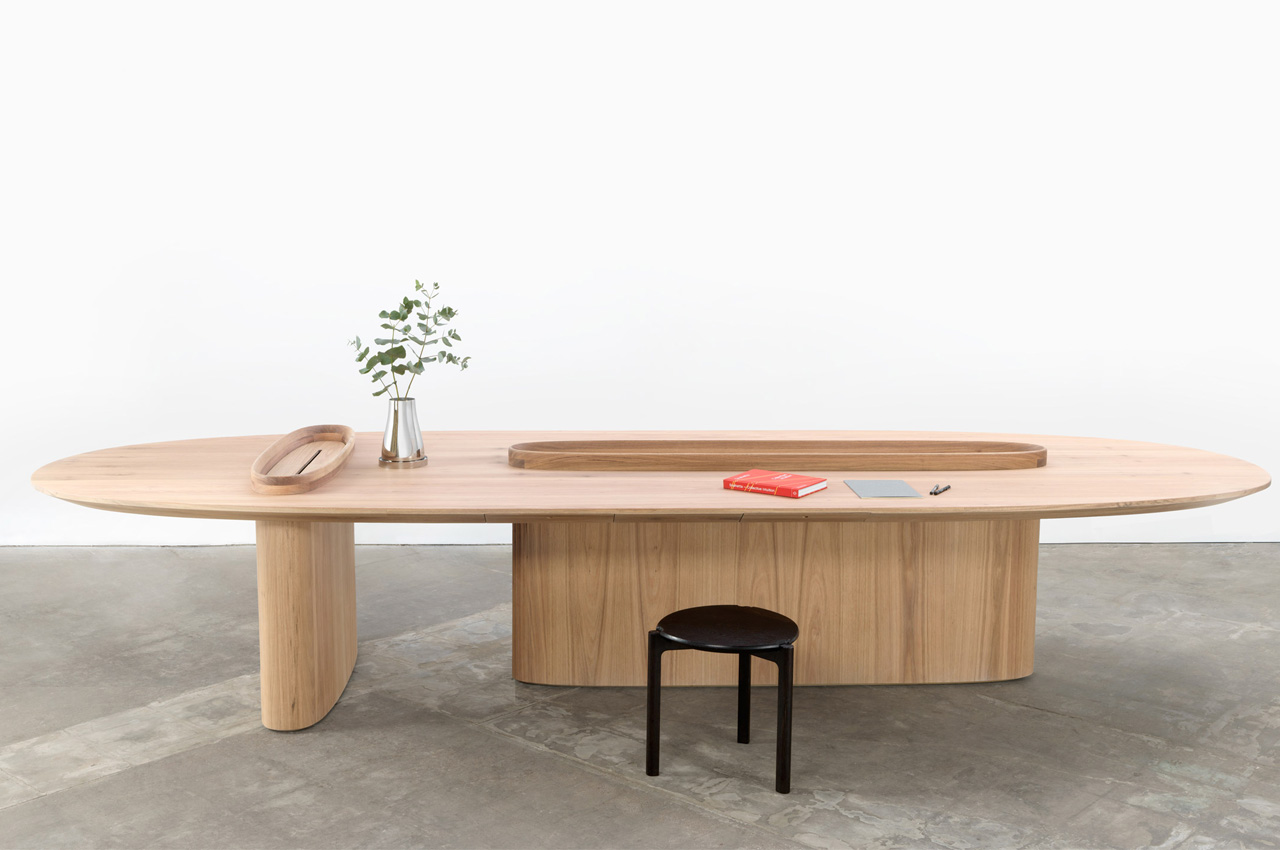 Snøhetta designs a minimal table from Tasmanian wood sourced from the bottom of a lake