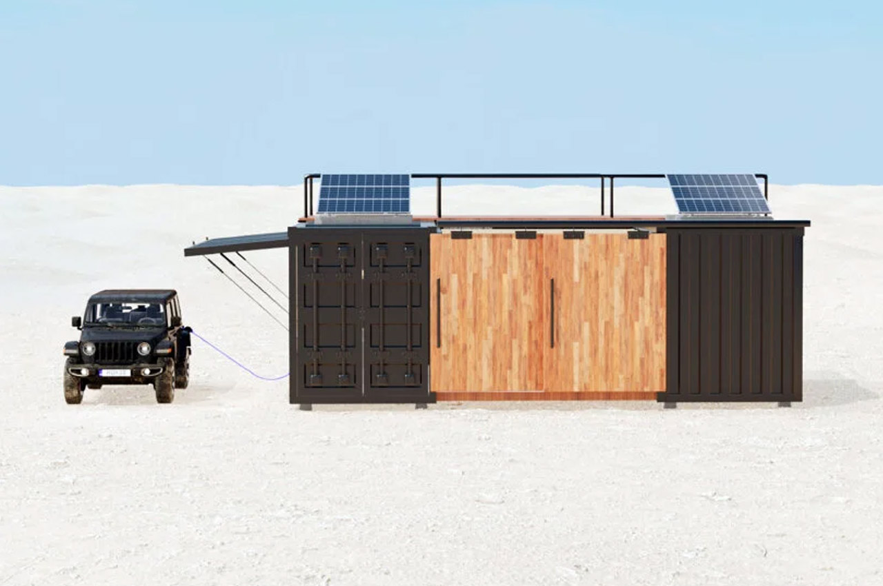Jeep Container Home wants us to believe in no frills pack and move off-grid living