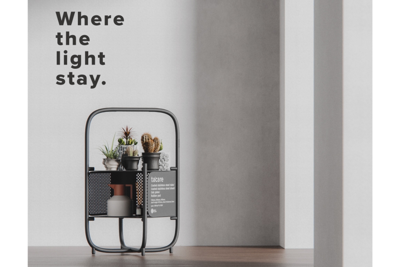 Minimalist plant shelf lets you “carry” your plants easily around the house