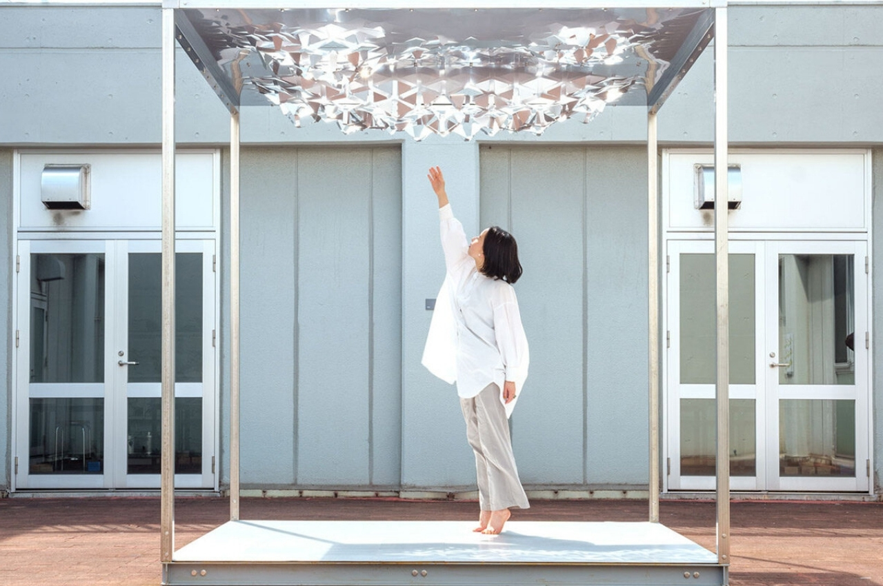 #Japanese origami inspire the Pavillion that uses auxetics, kirigami to bring filtered sunlight into the space