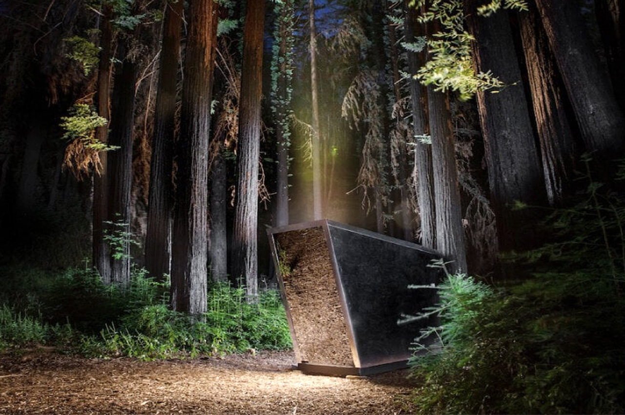 Called the Portal, this 00 toilet in the woods looks like a spaceship out of a sci-fi movie