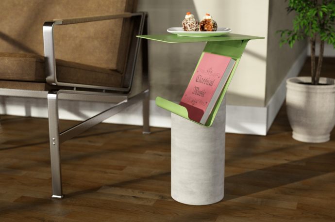 This brutalist side table enthrones your books and magazines for everyone to see