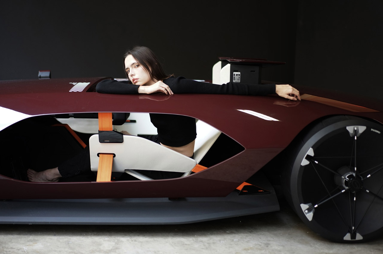 This glistening electric sports car with a concealed driver’s cabin is fit for our cyberpunk future