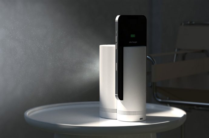 This odd wireless charger concept is actually a portable projector in disguise