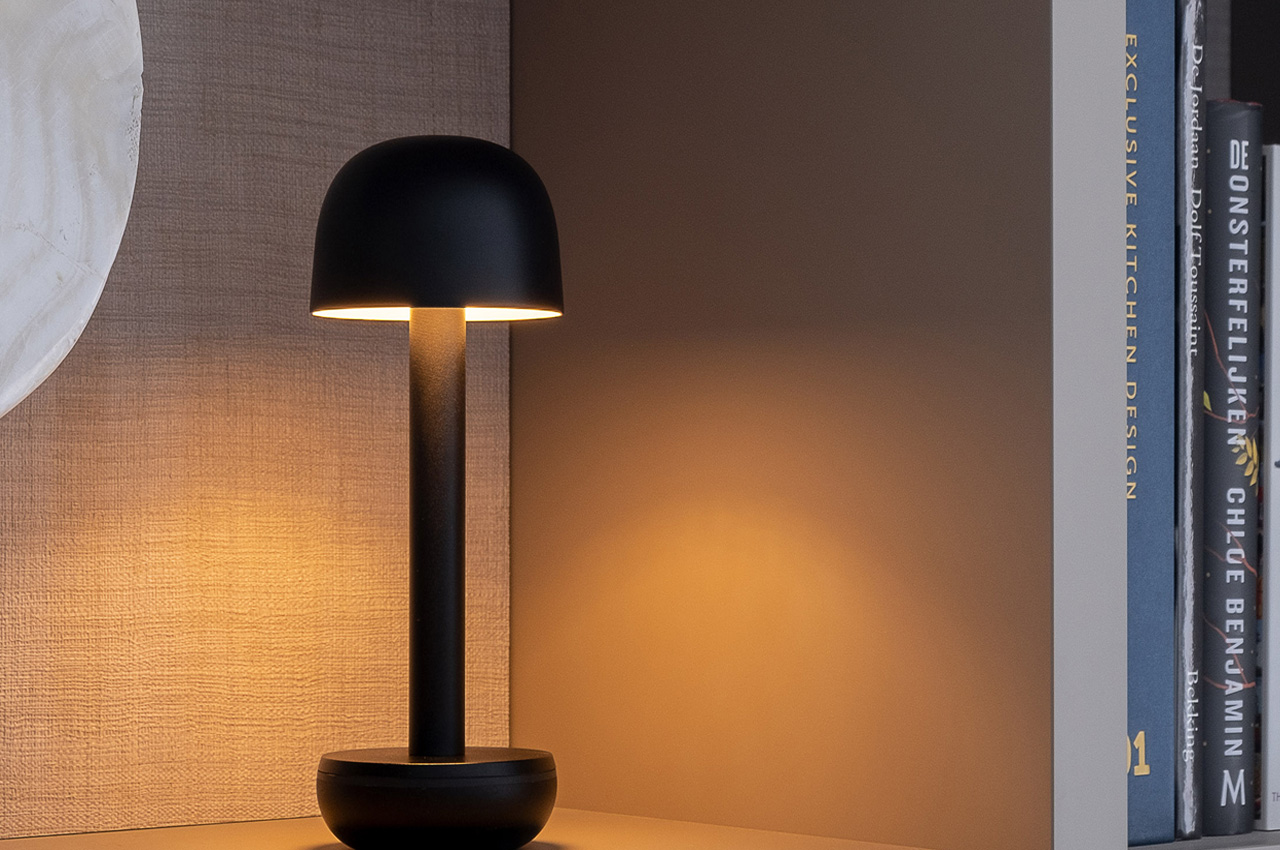 This lamp with a mushroom-shaped dome is modern + safe alternative to a candle - Yanko Design