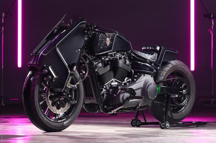 This custom Street Bob crafted from forged carbon fiber rolled straight out of a Metaverse world