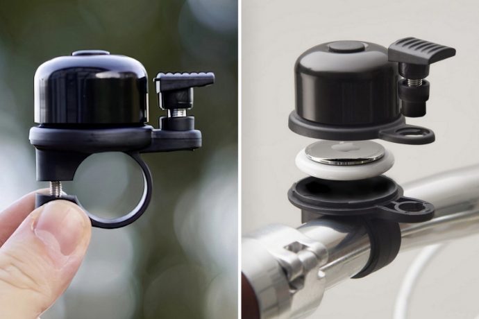 A hidden compartment in this tiny bicycle bell lets you place an Apple AirTag to track your bicycle